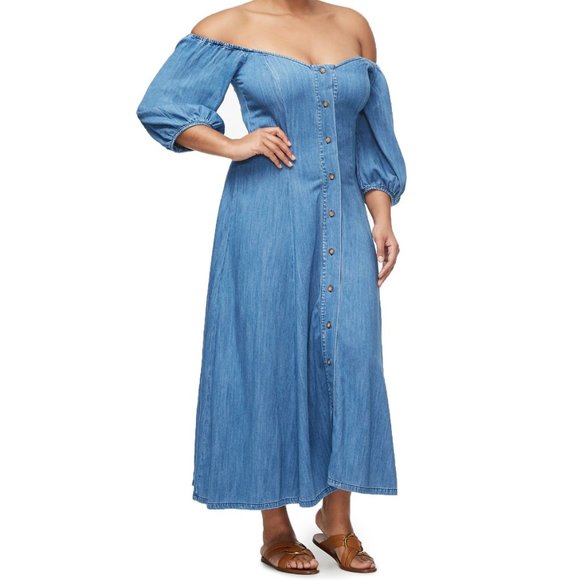 Good American Dresses & Skirts - Good American Pretty In City Dress Chambray NWT